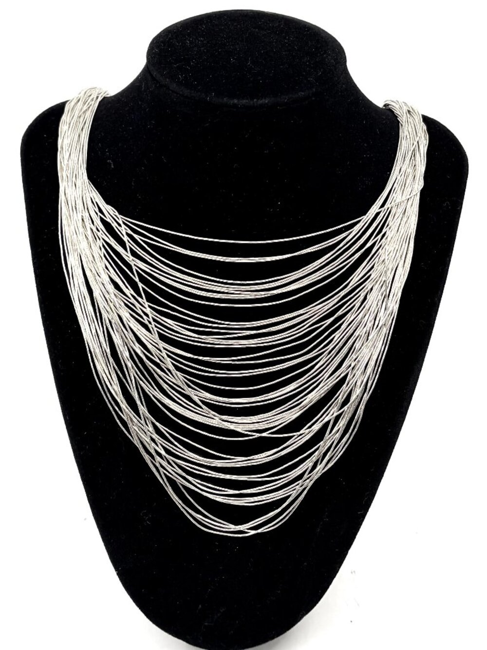 Vintage 50-Strand Liquid Sterling Silver Choker Necklace 40.6g Southwestern